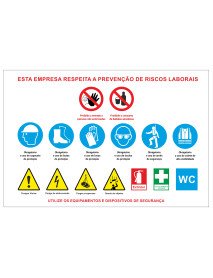 Placa 100x60cm Prevenção de Riscos Laborais