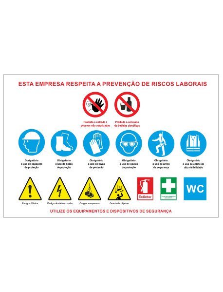 Placa 100x60cm Prevenção de Riscos Laborais