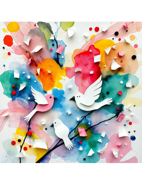 Birds Playing 100x100cm