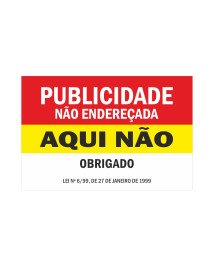 Publicidade Aqui Não Vermelho 75x50mm Publicidade Aqui Não Vermelho 75x50mm