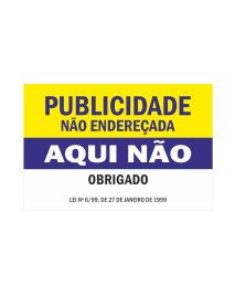 Publicidade Aqui Não Azul 75x50mm Publicidade Aqui Não Azul 75x50mm