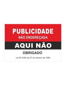 Publicidade Aqui Não Vermelho e Preto 75x50mm Publicidade Aqui Não Vermelho e Preto 75x50mm