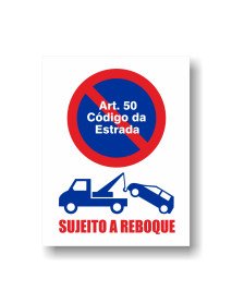 Placa 21x27,2cm Proibido Estacionar Sujeito a Reboque