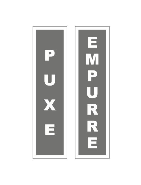 Conjunto de Placas Puxe Empurre 4,2x16,2cm Cinzento