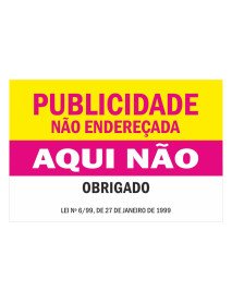 Publicidade Não Endereçada Aqui Não 75x50mm Publicidade Não Endereçada Aqui Não 75x50mm