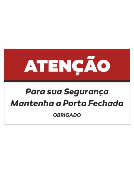 Autocolante Atenção Mantenha a Porta Fechada 15,9x9,5cm