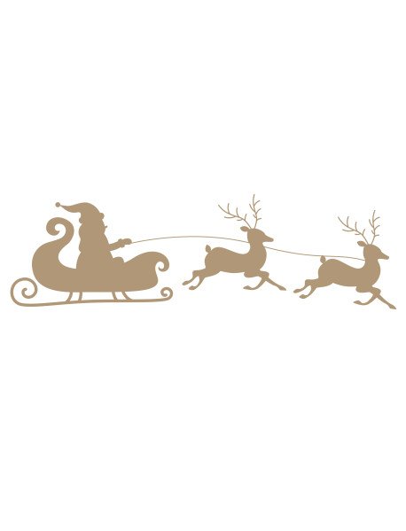 Pai Natal, Trenó e Renas em Vinil Dourado 90x27cm