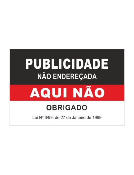 Publicidade Aqui Não Vermelho e Preto 75x50mm