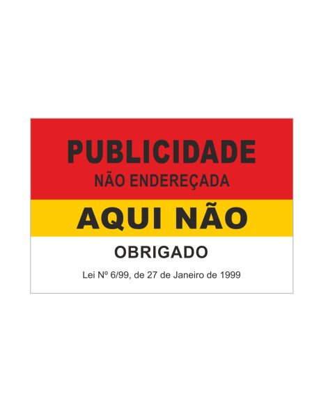 Publicidade Aqui Não 70x45mm Publicidade Aqui Não 70x45mm