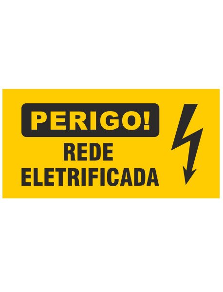 Placa 25X12,5cm Perigo - Rede Eletrificada