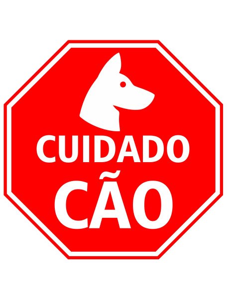 Placa 15x15cm Cuidado Cão Hexagonal