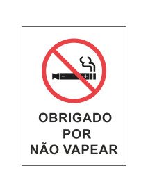 Placa Obrigado por não vapear 15x20cm