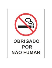 Placa Obrigado por não fumar 15x20cm