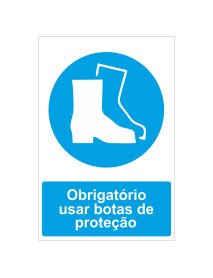 Placa Obrigatório usar botas de proteção - 20x30cm Placa Obrigatório usar botas de proteção - 20x30cm