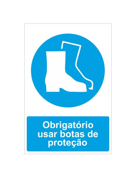 Placa Obrigatório usar botas de proteção - 20x30cm
