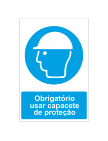 Placa Obrigatório usar capacete de proteção - 20x30cm