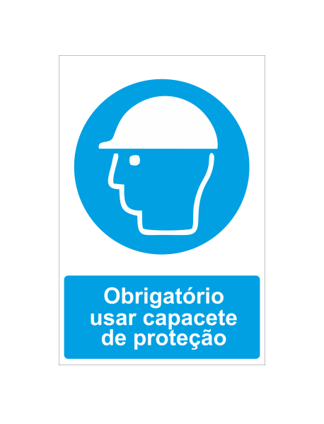 Placa Obrigatório usar capacete de proteção - 20x30cm