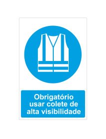 Placa 20x30cm Obrigatório usar colete de alta visibilidade Placa 20x30cm Obrigatório usar colete de alta visibilidade