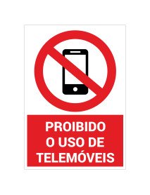Placa Proibido o uso de telemóveis - 20x30cm Placa Proibido o uso de telemóveis - 20x30cm