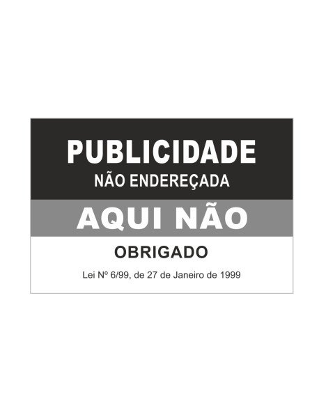 Autocolante 75x50mm Publicidade Aqui Não Preto e Cinza 