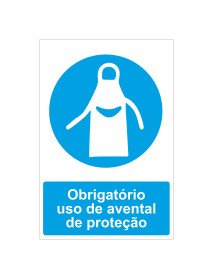 Placa Obrigatório uso de avental de proteção - 20x30cm Placa Obrigatório uso de avental de proteção - 20x30cm