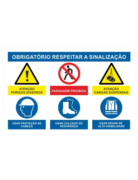 Placa 60x40cm Obrigatório Respeitar a Sinalização