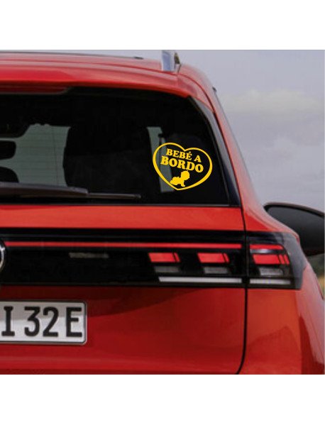 Autocolante 14,8 x 11,5 cm Bebé a Bordo Amarelo