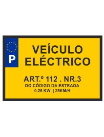 Placa 165x107mm Veículo Elétrico Artº 112º Velocípede