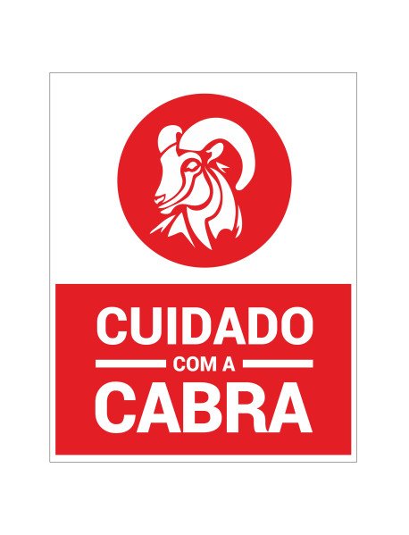 Placa Cuidado com a Cabra 15x20cm