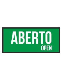 Placa 20,6x9,2 cm Aberto Fechado - Open Closed 