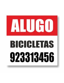 Placa Alugo bicicletas 50x50 cm