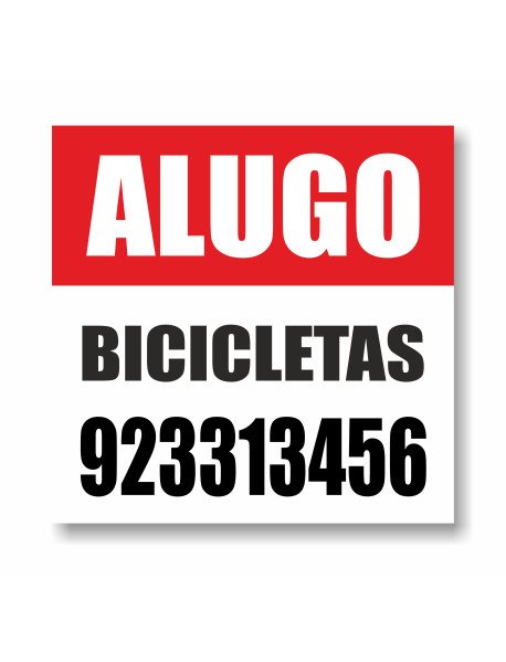 Placa Alugo bicicletas 50x50 cm