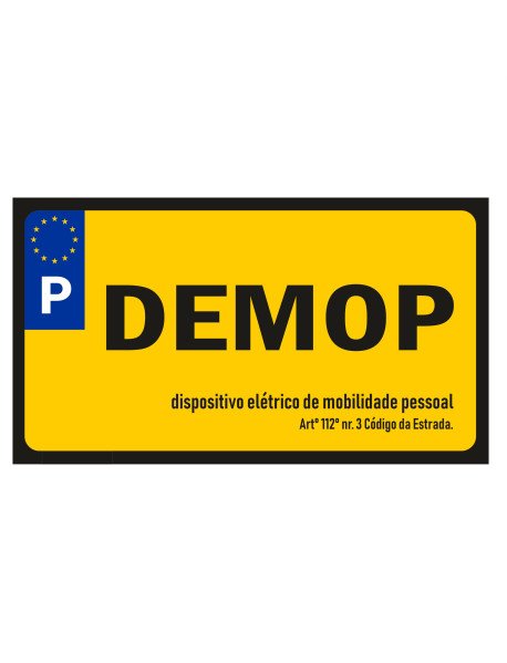 Placa 160x90mm DEMOP (Veículo Elétrico de Mobilidade Pessoal)