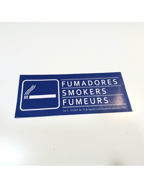  Autocolante 17,5x7,5cm Fumadores  Smokers  Fumeurs