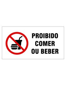 Autocolante 16x8,4cm Proibido Comer ou Beber Autocolante 16x8,4cm Proibido Comer ou Beber