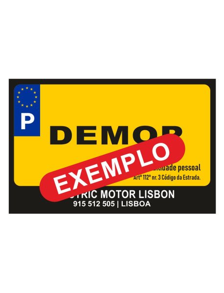 Placa 170x110mm Personalizada DEMOP (Veículo Elétrico de Mobilidade Pessoal)