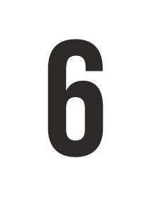 Número 6 recortado em vinil autocolante 5 cm de altura