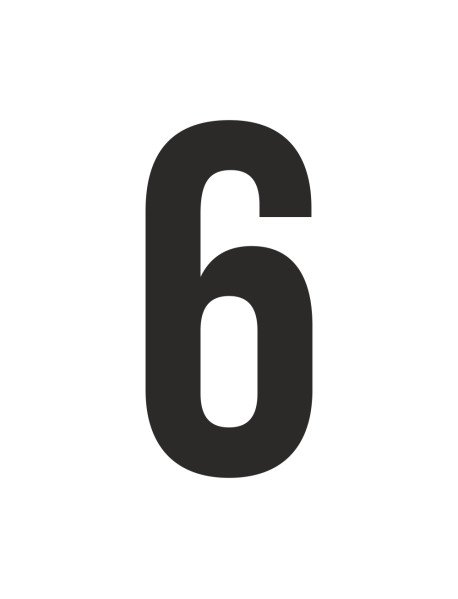 Número 6 recortado em vinil autocolante 5 cm de altura