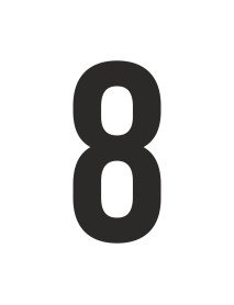 Número 8 recortado em vinil autocolante 5 cm de altura