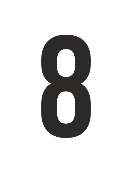 Número 8 recortado em vinil autocolante 5 cm de altura