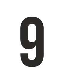 Número 9 recortado em vinil autocolante 5 cm de altura