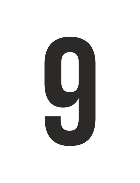 Número 9 recortado em vinil autocolante 5 cm de altura