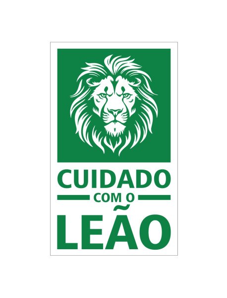 Placa 15x25cm Cuidado com o Leão