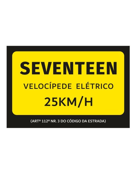 Matrícula 165x110x2mm Artº 112º Velocípede Elétrico 25Km/H Matrícula 165x110x2mm Artº 112º Velocípede Elétrico 25Km/H