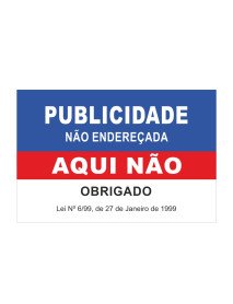 Publicidade Aqui Não Vermelho e Azul 75x50mm Publicidade Aqui Não Vermelho e Azul 75x50mm