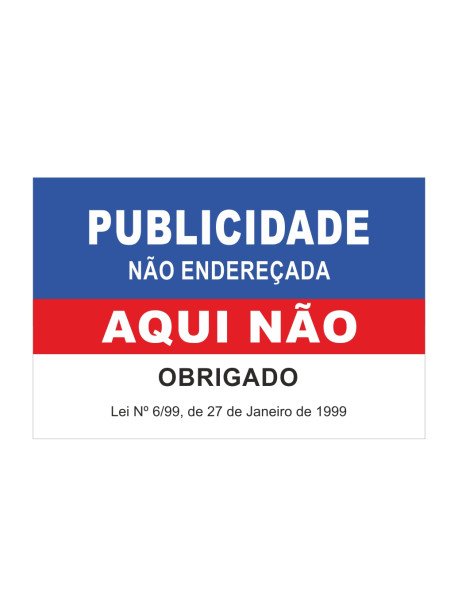 Publicidade Aqui Não Vermelho e Azul 75x50mm