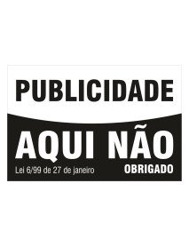 Publicidade Aqui Não 7,5x5cm Preto Publicidade Aqui Não 7,5x5cm Preto