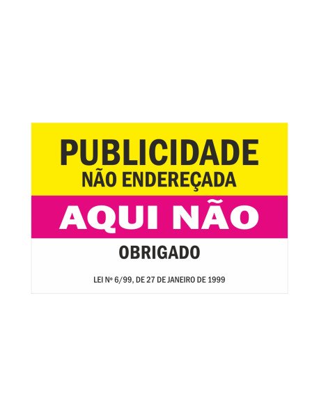 Autocolante 75x50mm Publicidade Não Endereçada Aqui Não Autocolante 75x50mm Publicidade Não Endereçada Aqui Não