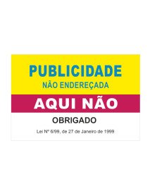 Autocolante 75x50mm Publicidade Não Endereçada Aqui Não