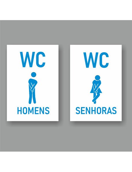 Conjunto de Placas WC Homens Senhoras 11,8x17,8cm Branco